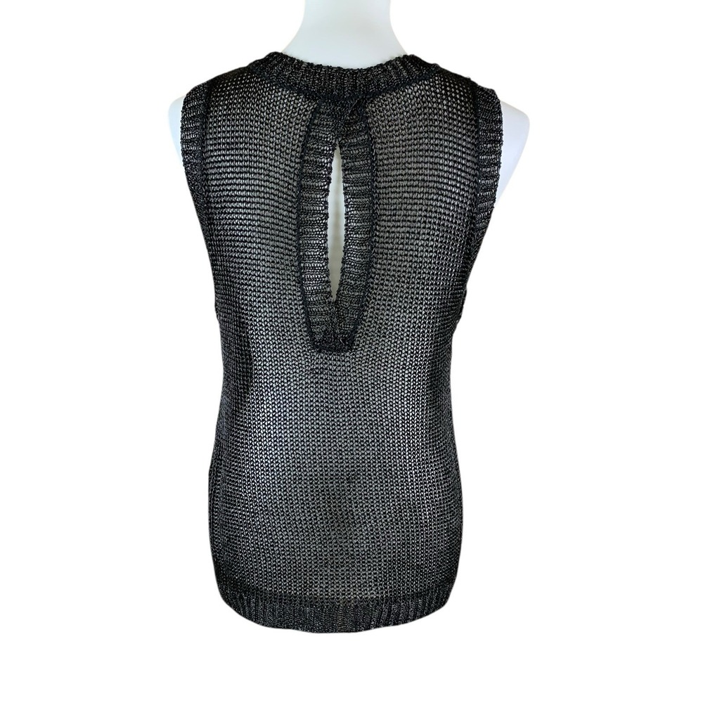 Endless Rose Sheer Mesh Knit Tunic Sleeveless Sweater Tank Black Medium - Picture 2 of 3